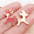 Ciondolo a forma di renna in smalto e lega d'oro per accessori per gioielli fai-da-te - Renna di Natale Rossa Stile 2