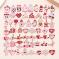 Set de 60 colgantes de esmalte rosa con corazón y oso para joyas de San Valentín - Juego de Serie del Día de San Valentín Esmaltado (SN1607)