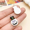 Cute Halloween resin snowman charm with black hat and silver ring for DIY jewelry making - White Wizard Hat Ghost B (24222) / 14x23mm