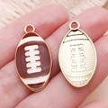 Golden American football alloy pendant with brown enamel for DIY jewelry making - Brown Enamel Sports Rugby (24947) / 27x14x3mm