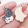 Halloween maan hanger met zwarte kat en schedel voor het maken van DIY sieraden - Halloween Maan Schedel Zwarte Kat (25008)