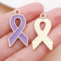 Colgante de cinta de esmalte morado con baño de oro y reverso texturizado DIY - Lazo de Cinta Grande (24860) / 1 Pieza (29x15x1mm) / Púrpura