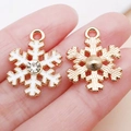 Ciondolo a fiocco di neve in smalto rosa e bianco con strass per gioielli fai da te - Fiocco di Neve Natalizio in Smalto Bianco (24968)