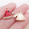 Leuke legering kerstmuts hanger met rood emaille en strass steentjes voor DIY sieraden - Rode Emaille Kerstmuts