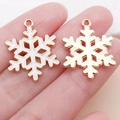 Pendentif flocon de neige doré avec émail et finition texturée pour bijoux DIY - Flocon de Neige de Noël Émaillé Blanc