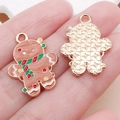 Pendentifs bonhomme de pain d'épices en émail pour bijoux DIY et accessoires porte-clés - Bonhomme de Pain d'Épices de Noël Émaillé Marron