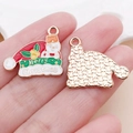 Pendentif bonhomme de neige en alliage avec bonnet rouge pour bijoux DIY - Bonnet de Noël Bonhomme de Neige Émaillé Rouge