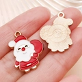 Christmas Santa Claus enamel alloy charm with golden textured back for DIY jewelry - Drip Oil Red White Santa Claus (9902)