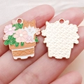 Cute enamel Corgi puppy in pink flower pot alloy pendant for DIY jewelry making - Orange Flower Corgi (24997) / 1 Piece/Pack (25x22x1mm)