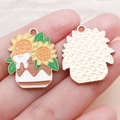 Pendentif chat et tournesol en émail pour la création de boucles d'oreilles et colliers - Shiba Inu Tournesol Jaune (24999)