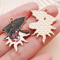 Ciondolo drago in smalto gotico nero e rosso per la creazione di gioielli fai-da-te - Stile Dragone del Sole in Smalto Nero (25223)