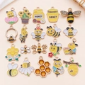 Enamel bee and honey pot alloy charms for DIY jewelry making and bracelet accessories - Dripping Oil Bee Set 20 Styles 1pc Each (SN1604)