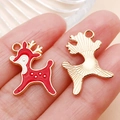 DIY Christmas elk charms with red enamel oil drip and gold plating for jewelry - Red Drip Oil Christmas Reindeer (24972)