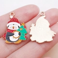 Kerstpinguïn en boom emaille hanger van legering voor doe-het-zelf sieraden - Rode Emaille Kerstboom Pinguïn Stijl (19574)