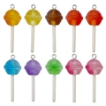 Set di 10 ciondoli colorati a lecca-lecca in resina con glitter e anelli per gioielli fai da te - Assortimento di Colori Misti