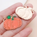 Orange enamel pumpkin charm with gold metal edges for DIY Thanksgiving jewelry making - Large / Orange Enamel Pumpkin