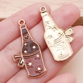 DIY wine bottle charms in gold and maroon enamel with star and heart patterns - Brown Heart Wine Bottle Pendant (19737)