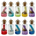 Set of 10 mini resin wishing bottle pendants with colorful shells and cork stoppers - Multicolor Mix (Set)
