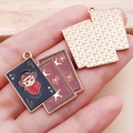 Western cowboy skull Ace of Spades poker card alloy pendant charms for DIY jewelry - Black Brown Cowboy Playing Card Charm (25016)