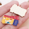 Boarding pass alloy pendant with airplane motif and textured gold-plated back - Yellow Enamel Boarding Pass / 17x25mm