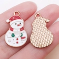 Cute enamel snowman alloy pendant for DIY jewelry making in rose gold finish - White Enamel Christmas Snowman Style (25281)