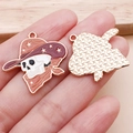 Western cowboy skull alloy pendant with red enamel hat and scarf for DIY jewelry - Brown Skull Cowboy Hat Charm (25022)