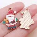 DIY Santa Claus charm with enamel finish and rose gold metal back for jewelry making - Red Enamel Christmas Gift Box Santa Style (25283)