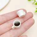 Miniature resin coffee cups for DIY jewelry including empty white and latte designs - White 3D Small Coffee Style (23958)