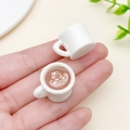 Miniature resin coffee cup charm with heart latte art design for DIY jewelry making - White 3D Five-Layer Heart Style (23959)