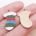 Cartoon Christmas stocking alloy enamel charms in red and green for DIY jewelry making - Green Enamel Christmas Sock Style (25290)