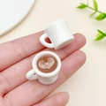 Miniature resin coffee cup with heart latte art pattern for DIY jewelry making accessories - White 3D Multi-Layer Heart Style (23961)