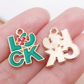 Luck letter pendant with green enamel and four-leaf clover for DIY jewelry making - Small Green Enamel Shamrock LUCK / 17x15x1mm