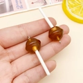 Ciondolo lecca-lecca in resina marrone con glitter e anello in metallo per gioielli fai-da-te - Marrone Trasparente (24172)
