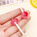 Ciondolo lecca-lecca in resina rosa sfumato con glitter per gioielli fai da te e portachiavi - Rosa Fucsia Trasparente (24173)