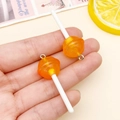 Ciondolo lecca-lecca in resina arancione traslucida con glitter e anello argento - Arancione Trasparente (24176)