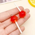 Ciondolo lecca-lecca rosso in resina glitterata con anello per gioielli fai-da-te - Rosso Trasparente (24177)
