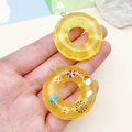 Yellow translucent resin donut charm with colorful sequins and cute cartoon pattern - Transparent Yellow