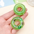 Translucent green resin donut charms with glitter and ocean theme for DIY keychains - Transparent Green