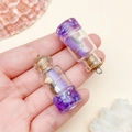Mini resin wishing bottle pendant with purple scroll and natural shells for DIY jewelry - Purple