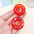 Colgante de resina roja traslúcida con forma de salvavidas y dibujos marinos para DIY - Rojo Transparente