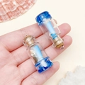 Mini resin ocean drift bottle pendant with blue scroll and shell for DIY crafts - Transparent Blue
