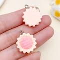 Pink resin sunflower pendant with mesh texture and silver ring for DIY jewelry making - Pink Resin Sunflower (24325) / 22x18x5mm