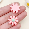 Pink resin flower pendants with daisy and wave edge designs for DIY jewelry crafts - Pink Resin Eight Petal Flower (24327) / 23x19x6mm