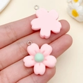 Pink resin cherry blossom pendants with silver loops for DIY jewelry making - Pink Resin Cherry Blossom (24329) / 27x25x6mm