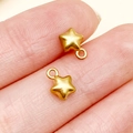 Pair of gold star charms with matte finish for DIY jewelry making on fingertips - Star Style (T3102)
