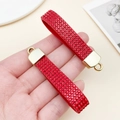 Sparkling red rhinestone velvet keychain straps with golden metal caps in a 2-piece set - Rhinestone Strap (24073) / 1 Piece/Pack (62x13mm) / Red