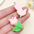 Pink resin tulip flower pendant with silver loop for DIY jewelry making accessories - Pink Resin Tulip (24332) / 32x19x7mm