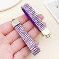 Sparkling purple rhinestone velvet keychain accessory with golden clips set of two - Rhinestone Strap (24074) / 1 Piece/Pack (62x13mm) / Purple