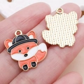 Enamel cartoon fox alloy charm pendant in orange with a black hat for DIY jewelry making - Orange Drip Oil Hat Fox (25050) / 23x20x1mm