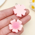 Pink resin cherry blossom flower charms with metal rings for DIY jewelry making - Pink Resin Sunflower (24337) / 28x24x6mm